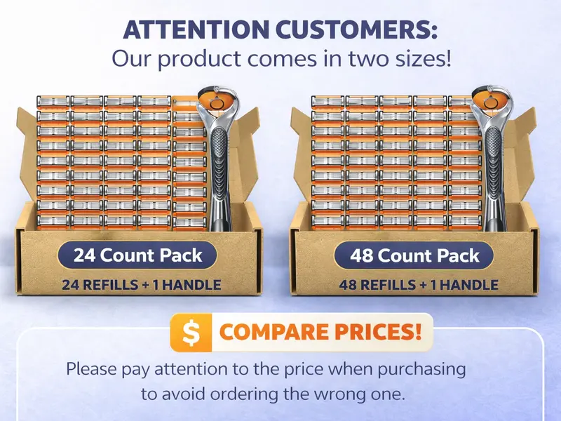 🔥Last Day Promotion 49% OFF-24/48Pcs Men's Razor Blade Replacement with Handle