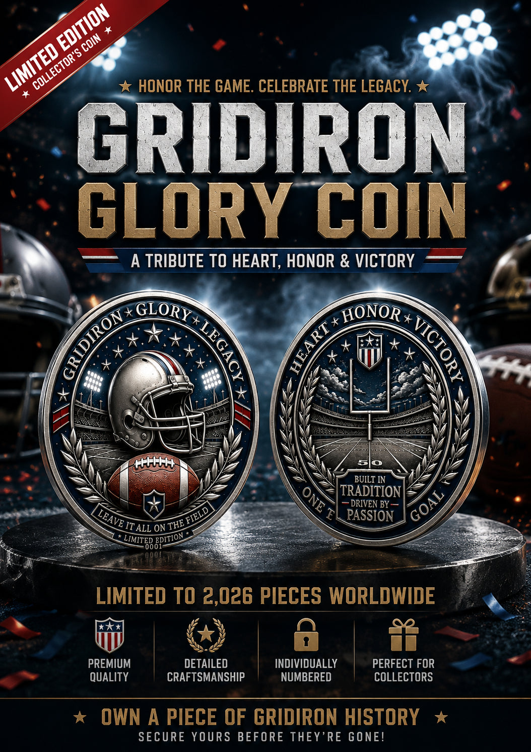🔥Last Day 50% OFF🔥Own the Spirit of the Gridiron — A Collector Coin Made for True American Football Fans