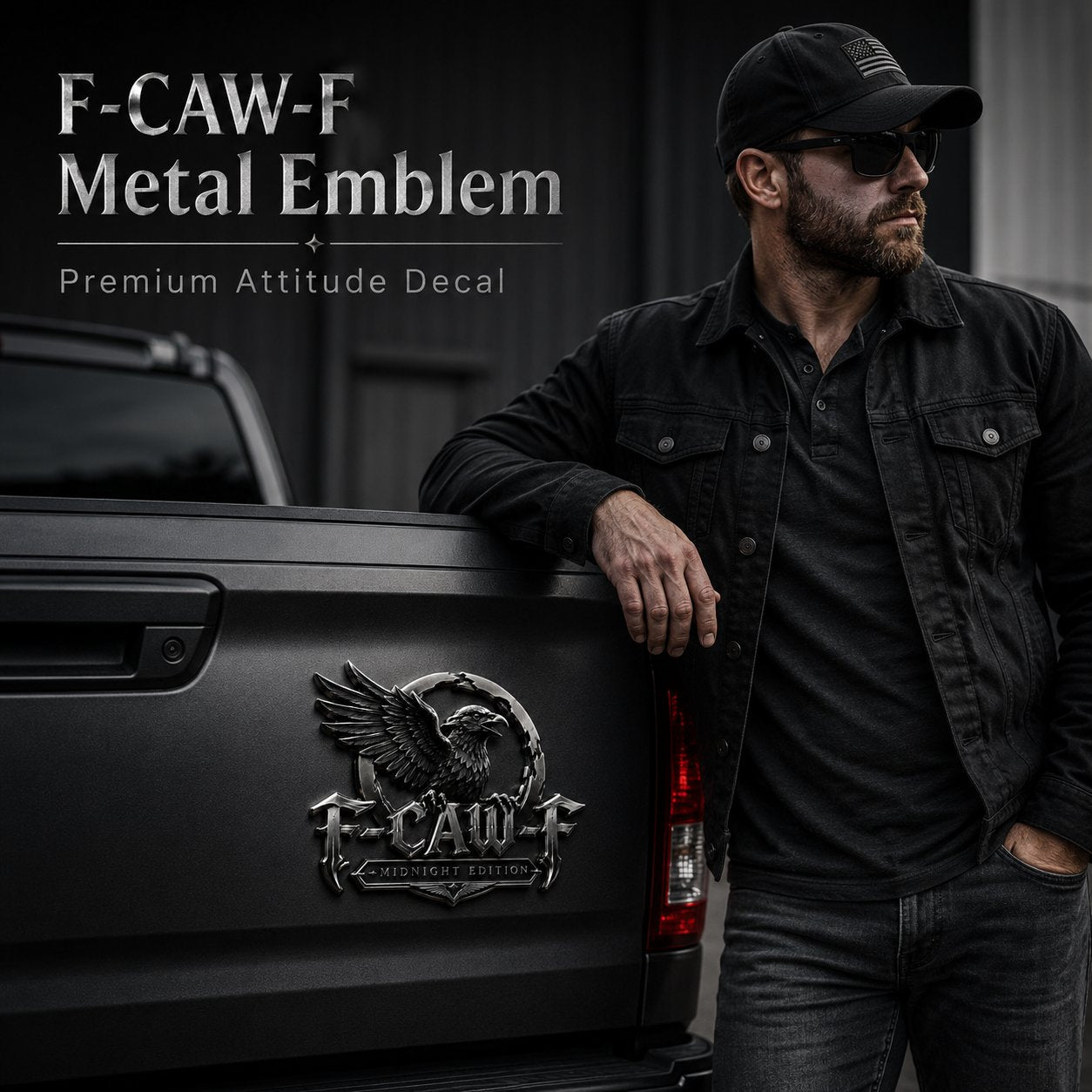 🦅 F-CAW-F "Midnight Edition" Metal Emblem - Premium Attitude Decal