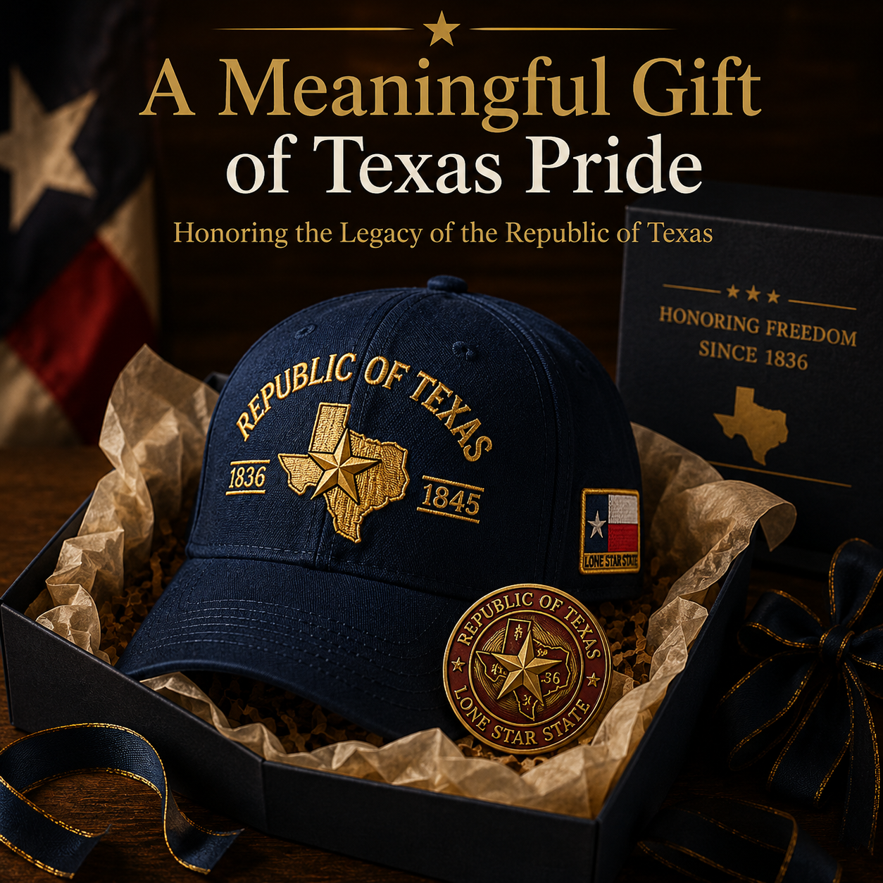 🔥Republic of Texas Embroidered Cap  🎁 Free Honor Coin With Every Cap Purchase