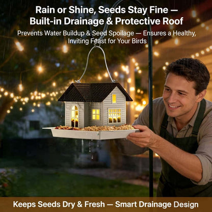 Solar‐Powered Hanging Bird Feeder with Glow – Sturdy Metal Hopper Design🌙🐦