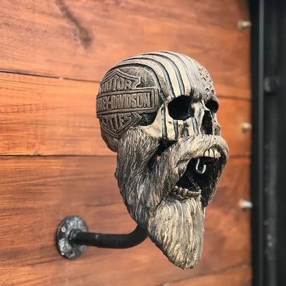 💀 Motorcycle Skull Helmet Holder – Garage Display Wall Mount