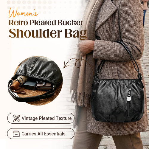 🔥Women's Retro Pleated Bucket Shoulder Bag