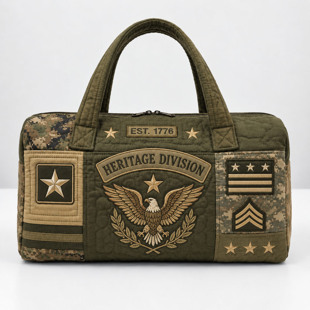 100% Handmade US Military Heritage Quilted Duffel Bag