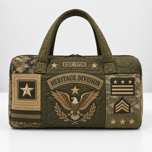 100% Handmade US Military Heritage Quilted Duffel Bag