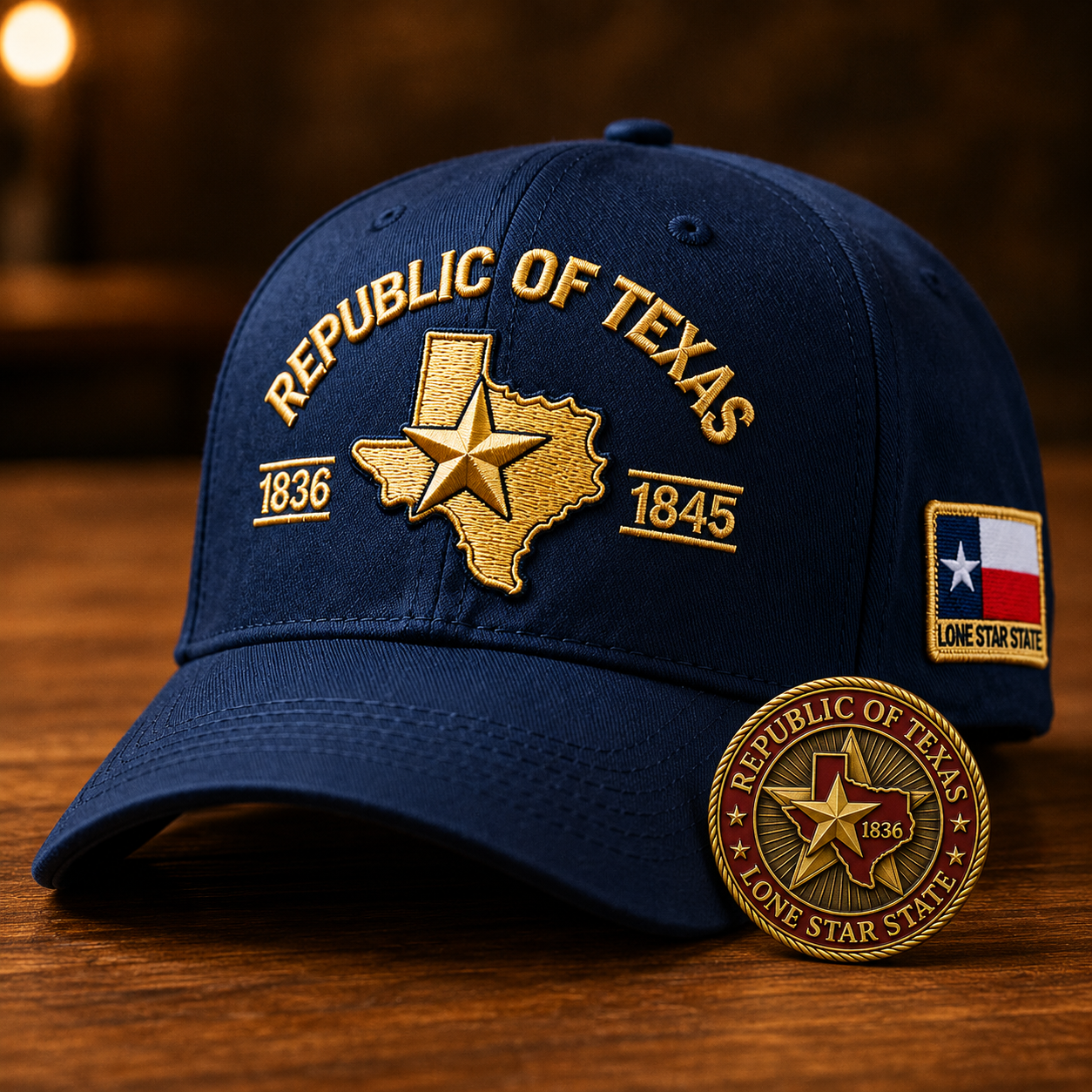 🔥Republic of Texas Embroidered Cap  🎁 Free Honor Coin With Every Cap Purchase