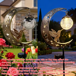 🌙✨Hummingbird Moon Solar Garden Stake Light