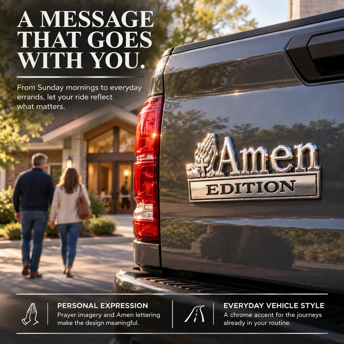 ✝️ Amen Edition Metal Emblem | 3D Chrome Cross & Wings Badge with 3M VHB Adhesive for Pickups, SUVs & Tailgates 🚘