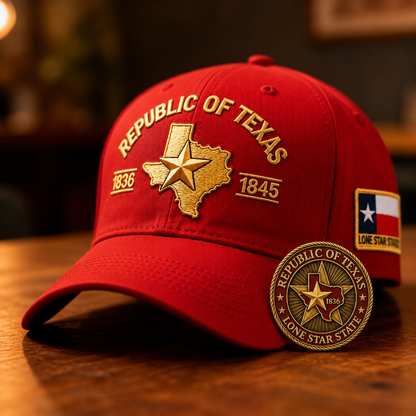 🔥Republic of Texas Embroidered Cap  🎁 Free Honor Coin With Every Cap Purchase