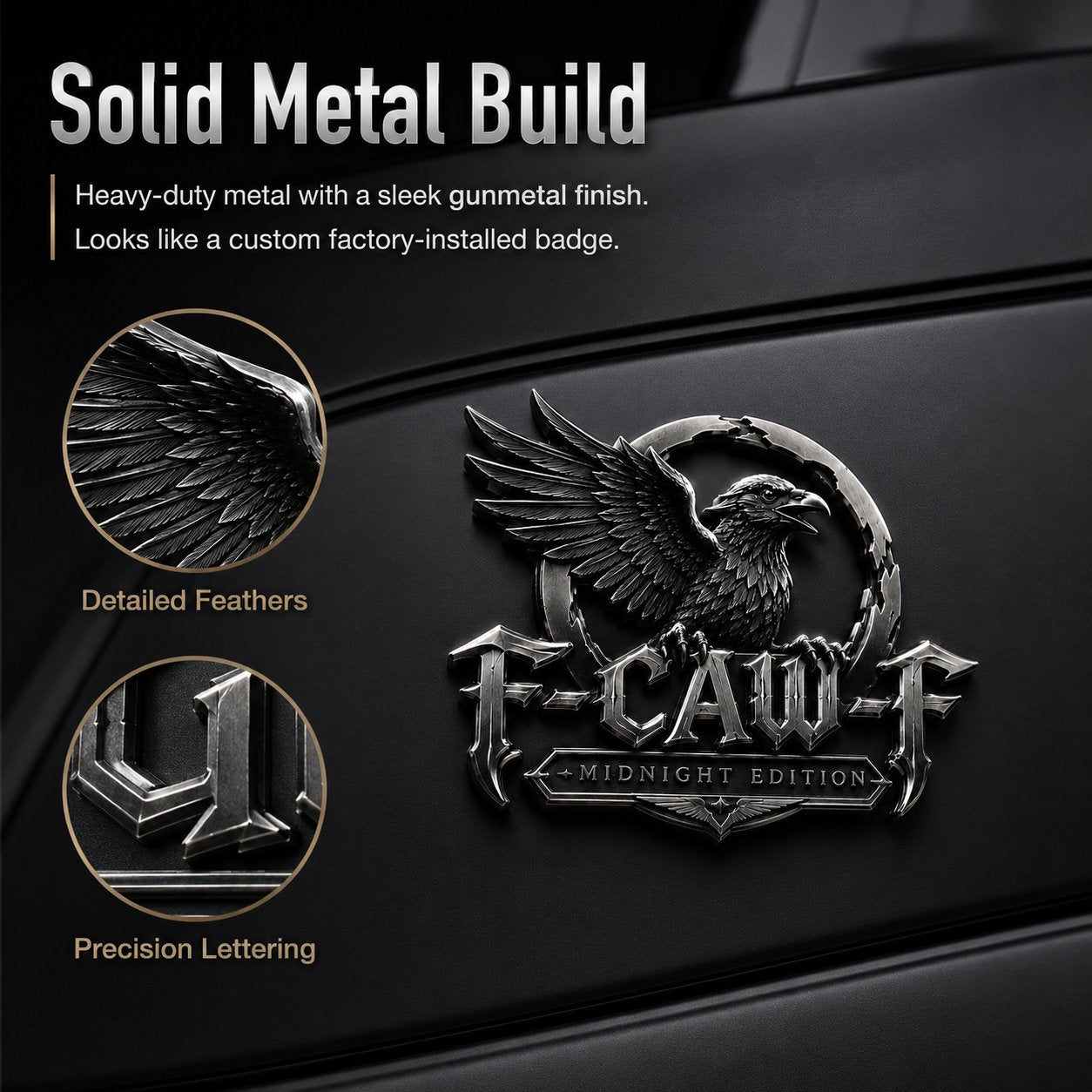 🦅 F-CAW-F "Midnight Edition" Metal Emblem - Premium Attitude Decal