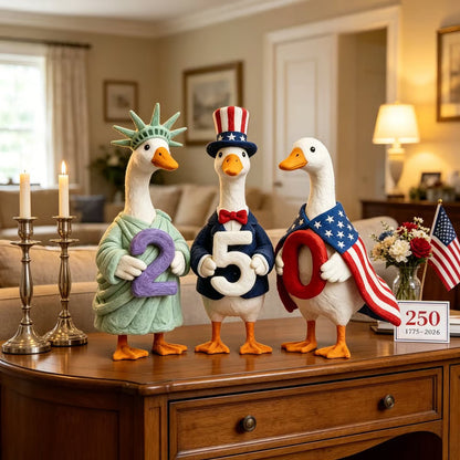 Whimsical "USA 250" Patriotic Geese Centerpiece
