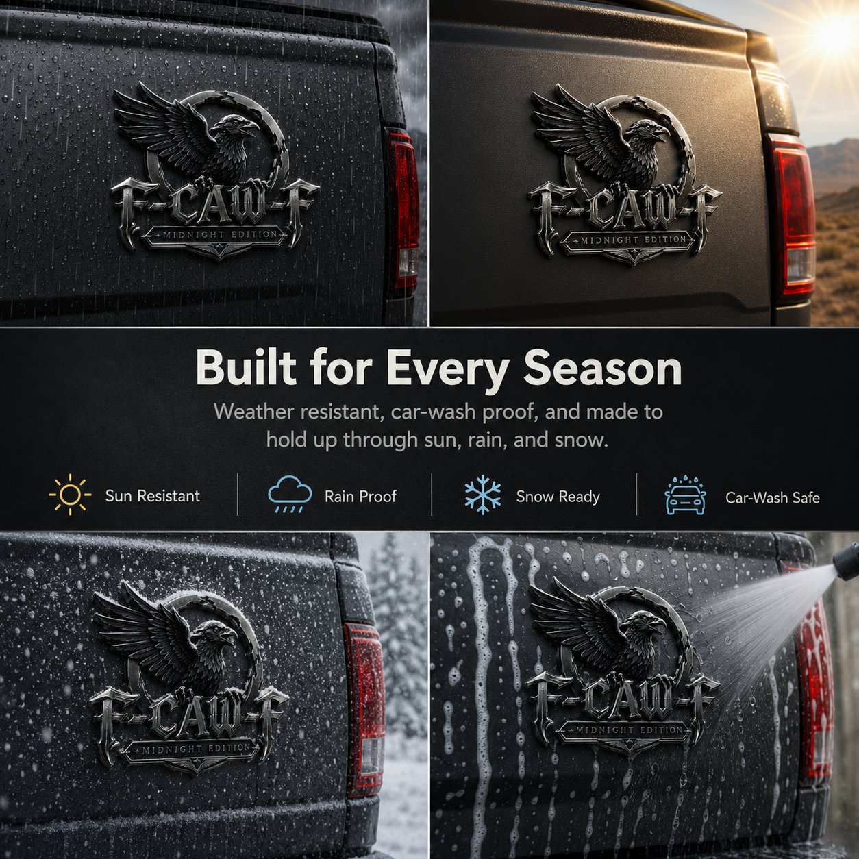🦅 F-CAW-F "Midnight Edition" Metal Emblem - Premium Attitude Decal