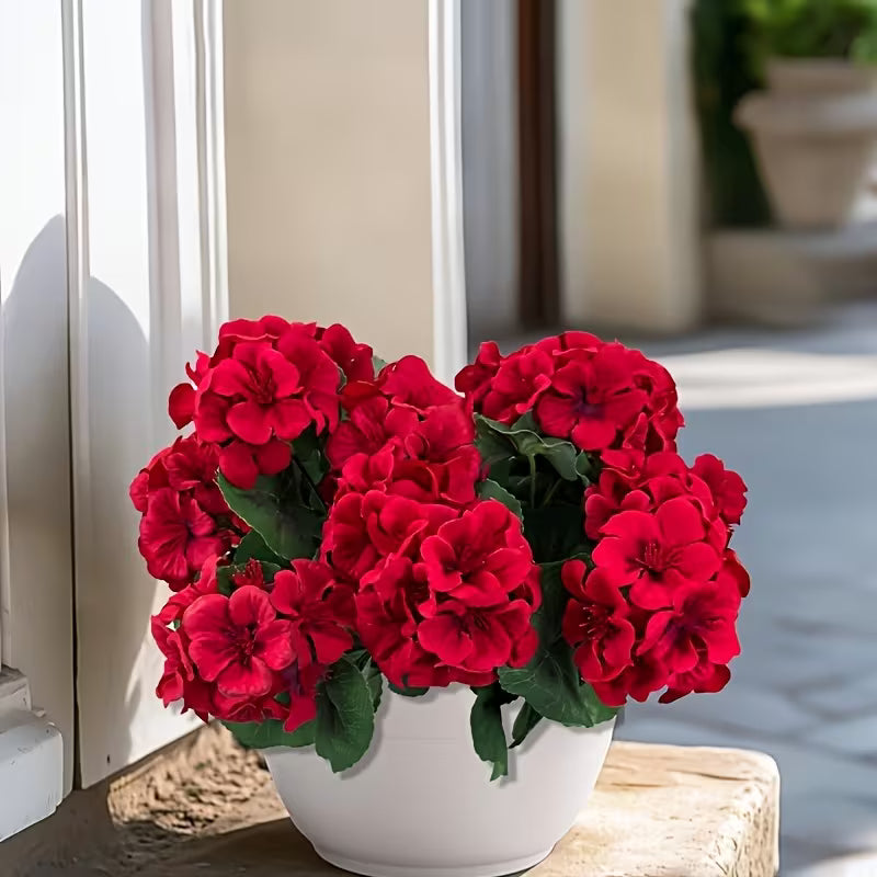 🌺8 Bundles UV Resistant Artificial Geraniums