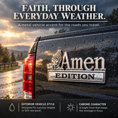✝️ Amen Edition Metal Emblem | 3D Chrome Cross & Wings Badge with 3M VHB Adhesive for Pickups, SUVs & Tailgates 🚘