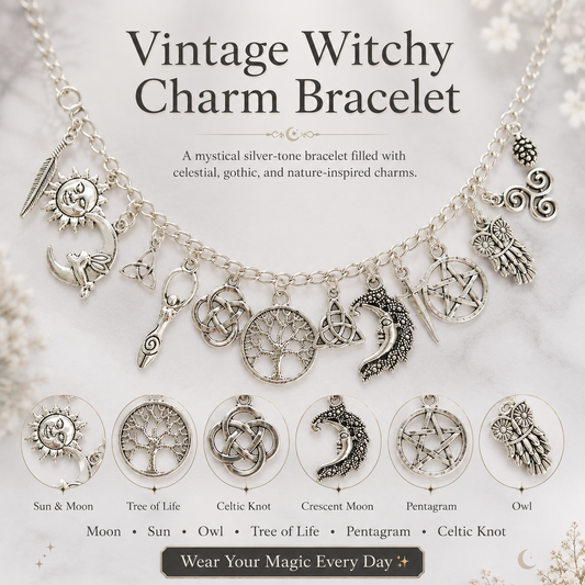 🔥 Limited Time 50% OFF ✨ Vintage Witchy Charm Bracelet – Mystical Halloween Jewelry 🌙