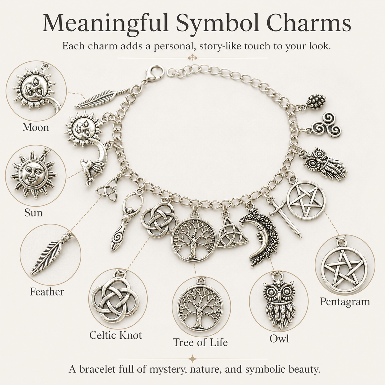 🔥 Limited Time 50% OFF ✨ Vintage Witchy Charm Bracelet – Mystical Halloween Jewelry 🌙