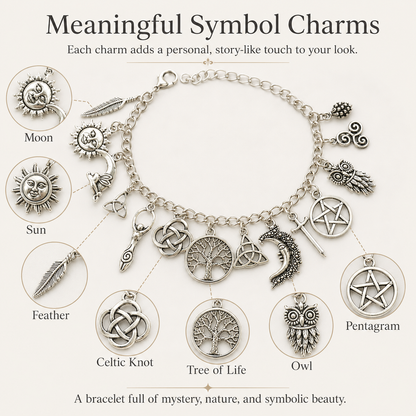 🔥 Limited Time 50% OFF ✨ Vintage Witchy Charm Bracelet – Mystical Halloween Jewelry 🌙