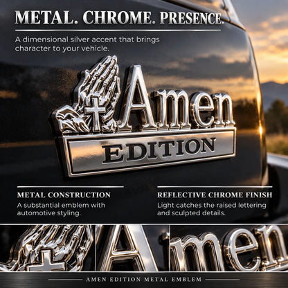 ✝️ Amen Edition Metal Emblem | 3D Chrome Cross & Wings Badge with 3M VHB Adhesive for Pickups, SUVs & Tailgates 🚘