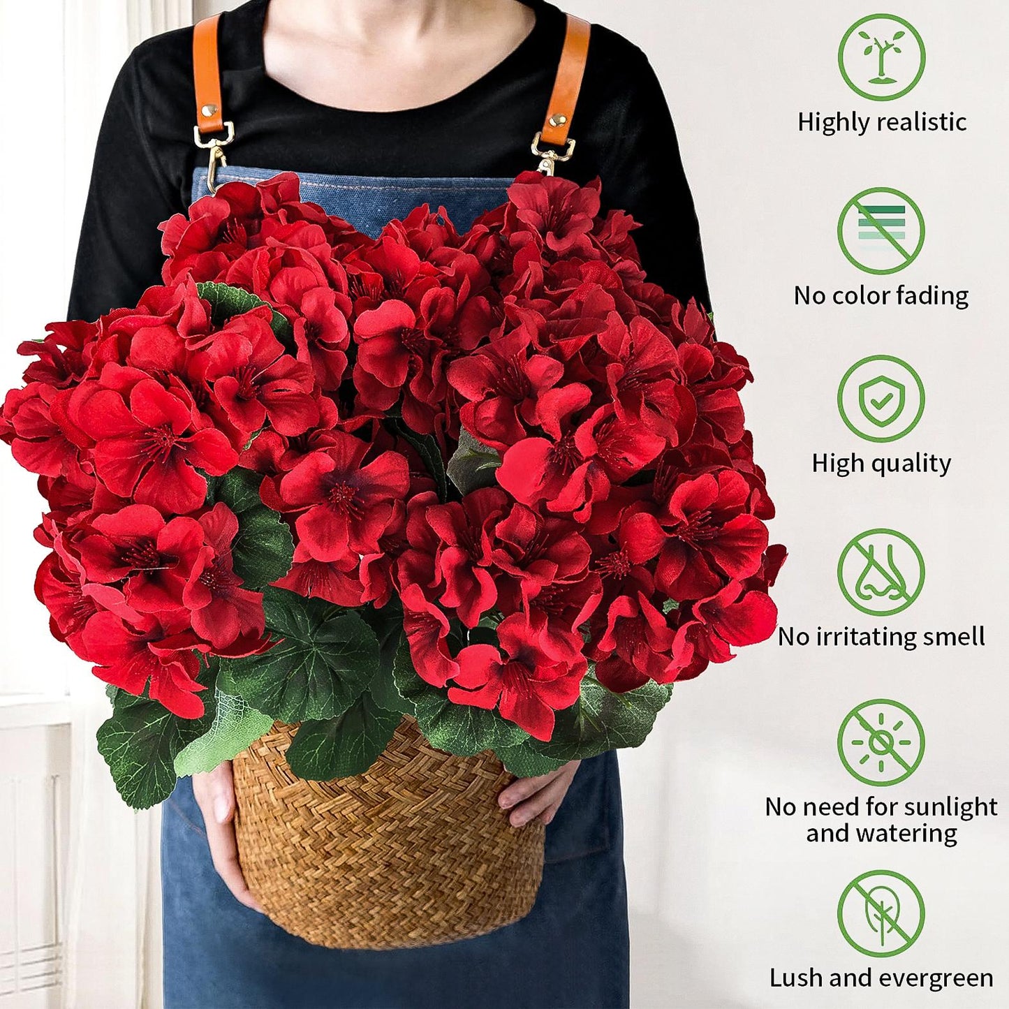 🌺8 Bundles UV Resistant Artificial Geraniums