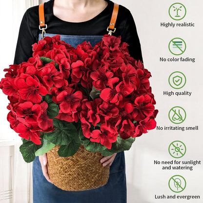 🌺8 Bundles UV Resistant Artificial Geraniums
