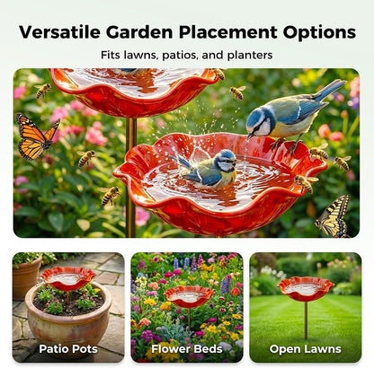 Neravio™ 🌟Last Day Promotion🎁Handmade Metal Flower Garden Stake Bird Bath