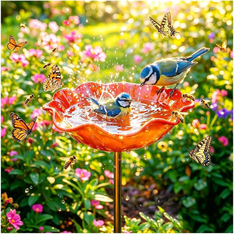 Neravio™ 🌟Last Day Promotion🎁Handmade Metal Flower Garden Stake Bird Bath