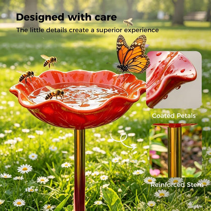 Neravio™ 🌟Last Day Promotion🎁Handmade Metal Flower Garden Stake Bird Bath
