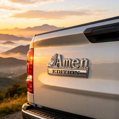 ✝️ Amen Edition Metal Emblem | 3D Chrome Cross & Wings Badge with 3M VHB Adhesive for Pickups, SUVs & Tailgates 🚘