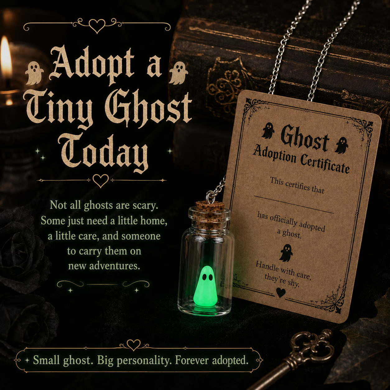 👻 Adopt a Ghost Necklace – Glow in the Dark Halloween Ghost Pendant