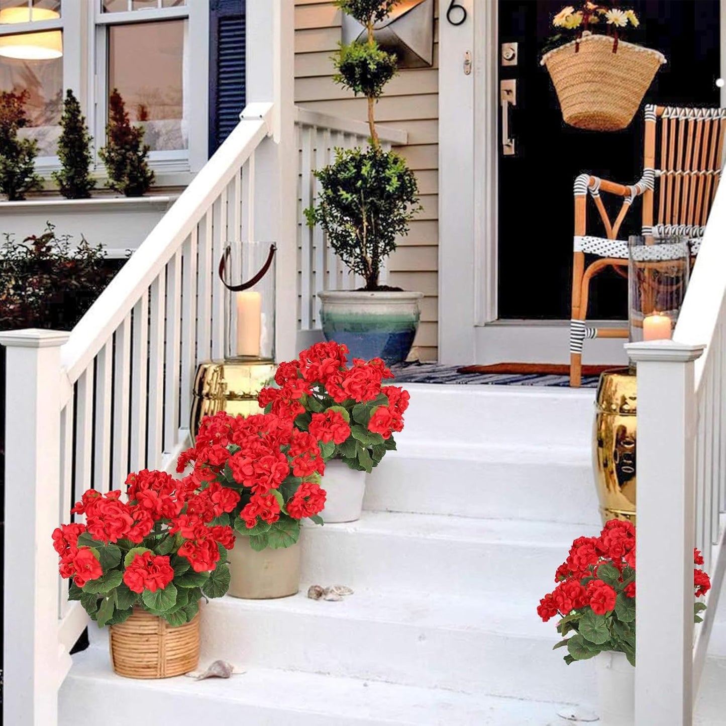 🌺8 Bundles UV Resistant Artificial Geraniums