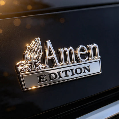 ✝️ Amen Edition Metal Emblem | 3D Chrome Cross & Wings Badge with 3M VHB Adhesive for Pickups, SUVs & Tailgates 🚘