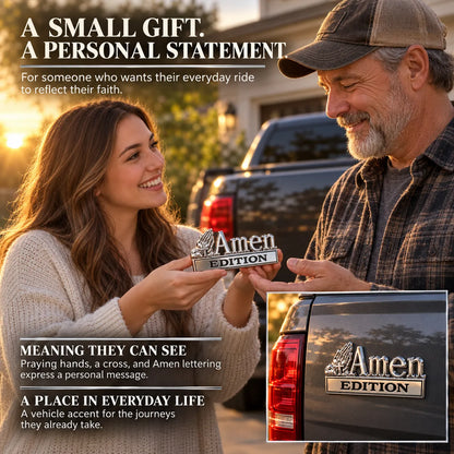 ✝️ Amen Edition Metal Emblem | 3D Chrome Cross & Wings Badge with 3M VHB Adhesive for Pickups, SUVs & Tailgates 🚘