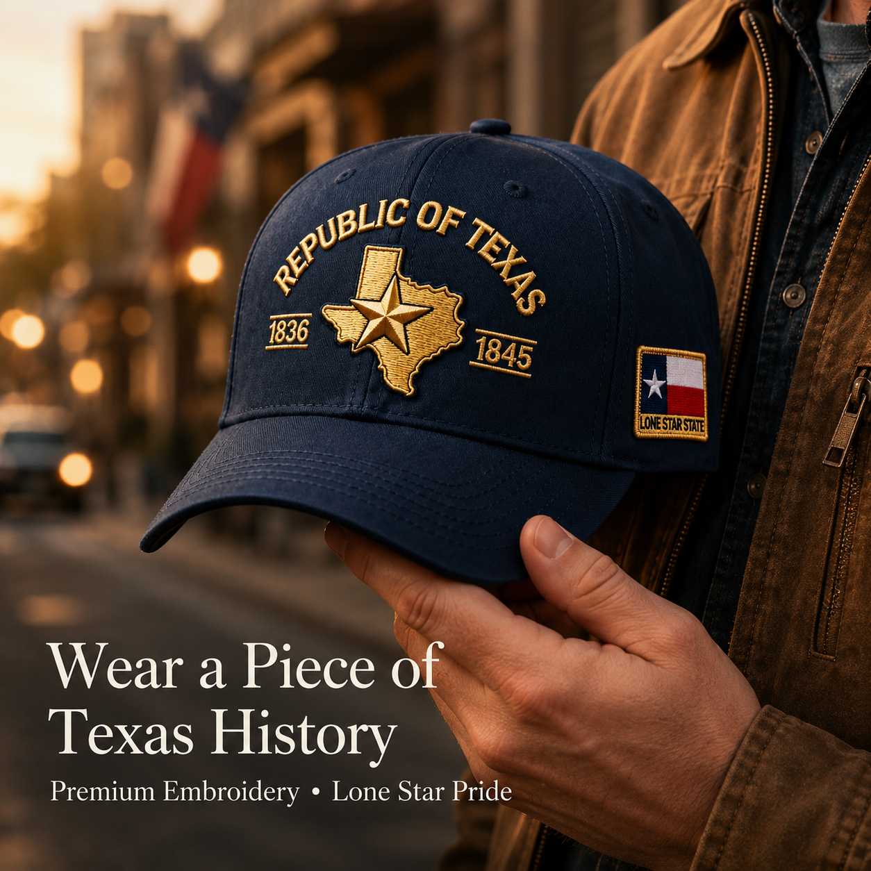 🔥Republic of Texas Embroidered Cap  🎁 Free Honor Coin With Every Cap Purchase