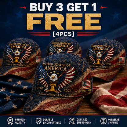 🎉Patriotic 4th of July ❤️ 🇺🇸 USA 250th Anniversary Patriotic Eagle Embroidered Cap