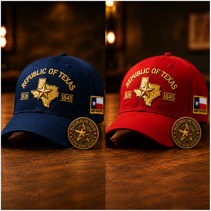 🔥Republic of Texas Embroidered Cap  🎁 Free Honor Coin With Every Cap Purchase