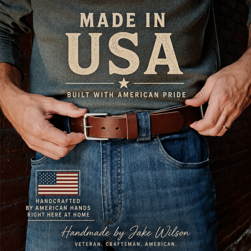 100% Handmade Full-Grain Buffalo Leather Belt for Men