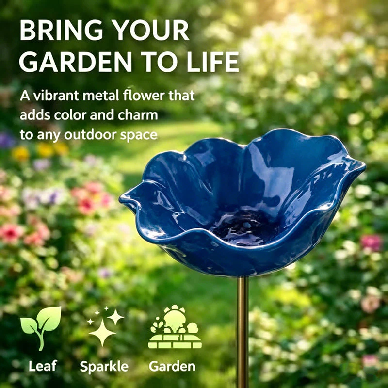 Neravio™ 🌟Last Day Promotion🎁Handmade Metal Flower Garden Stake Bird Bath