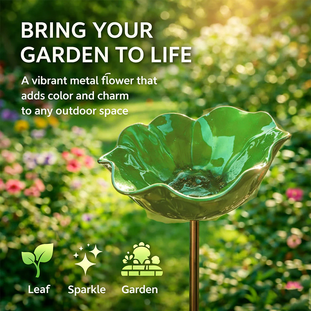 Neravio™ 🌟Last Day Promotion🎁Handmade Metal Flower Garden Stake Bird Bath