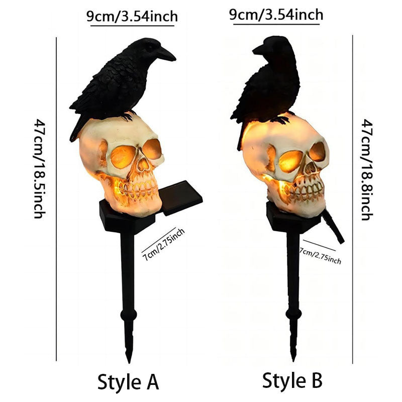 🐦‍⬛Animated Raven Skull Solar Garden Stake💀 | Halloween Outdoor Yard Decor