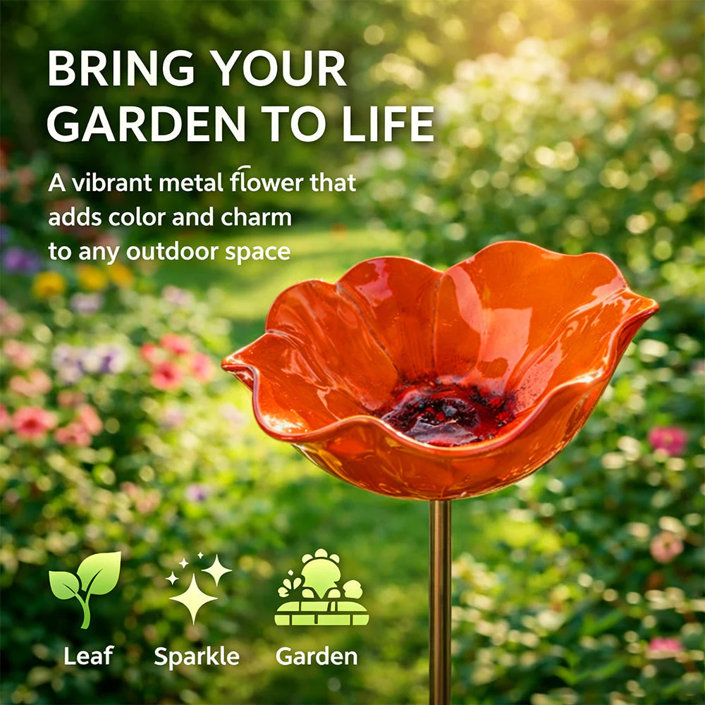 Neravio™ 🌟Last Day Promotion🎁Handmade Metal Flower Garden Stake Bird Bath