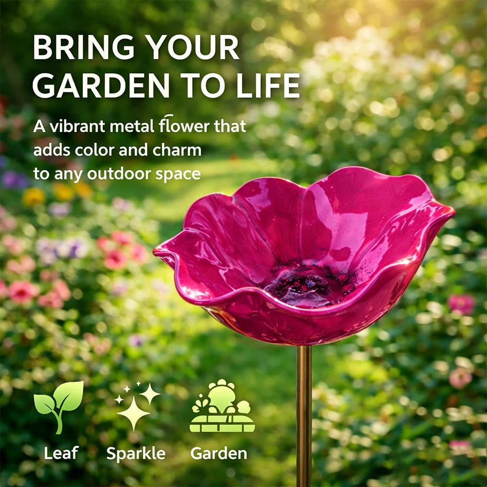 Neravio™ 🌟Last Day Promotion🎁Handmade Metal Flower Garden Stake Bird Bath