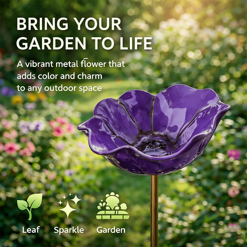Neravio™ 🌟Last Day Promotion🎁Handmade Metal Flower Garden Stake Bird Bath