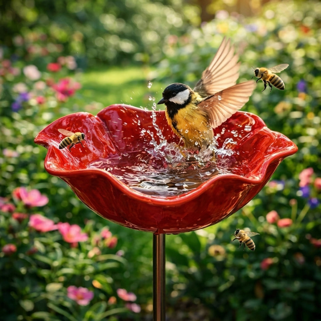 Neravio™ 🌟Last Day Promotion🎁Handmade Metal Flower Garden Stake Bird Bath