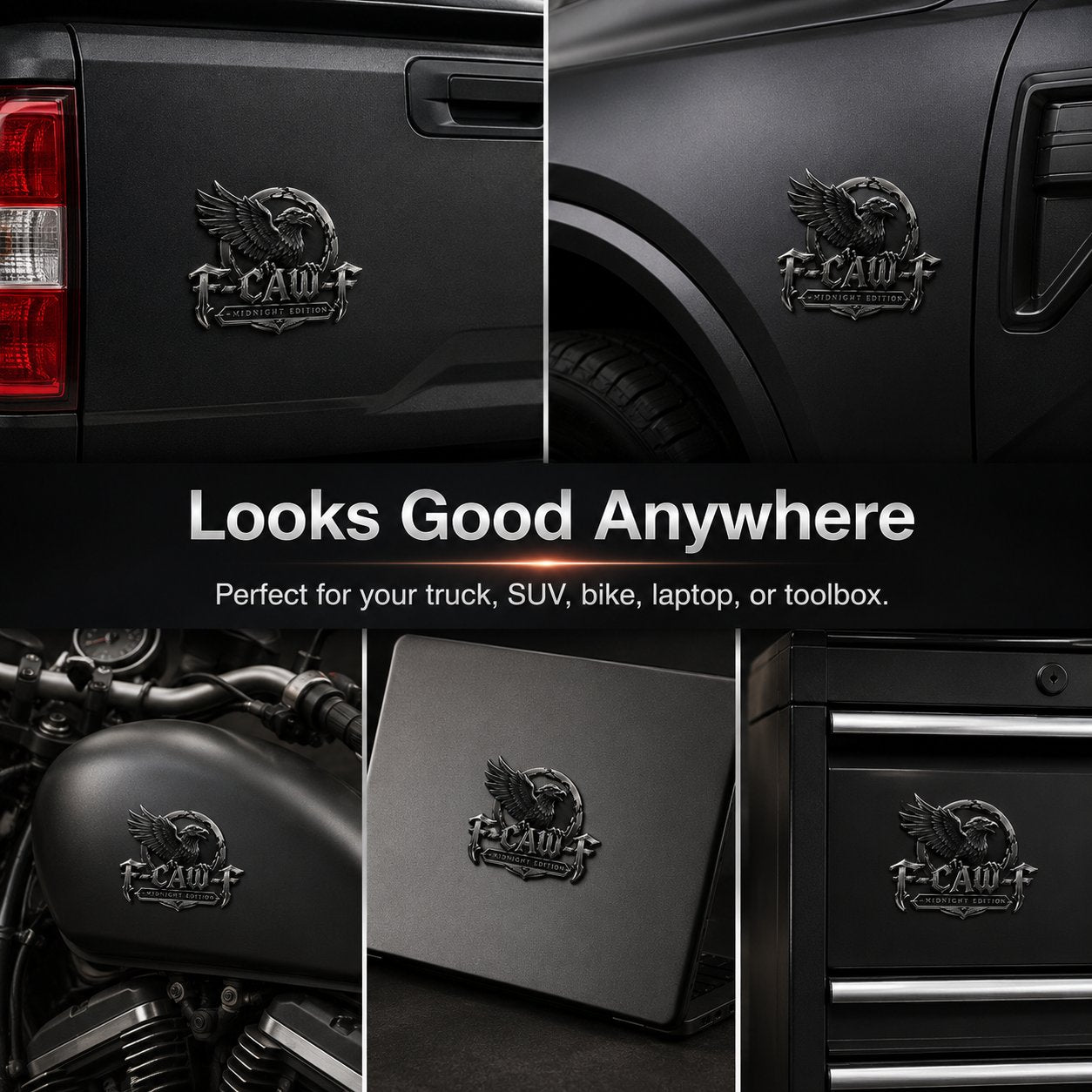 🦅 F-CAW-F "Midnight Edition" Metal Emblem - Premium Attitude Decal