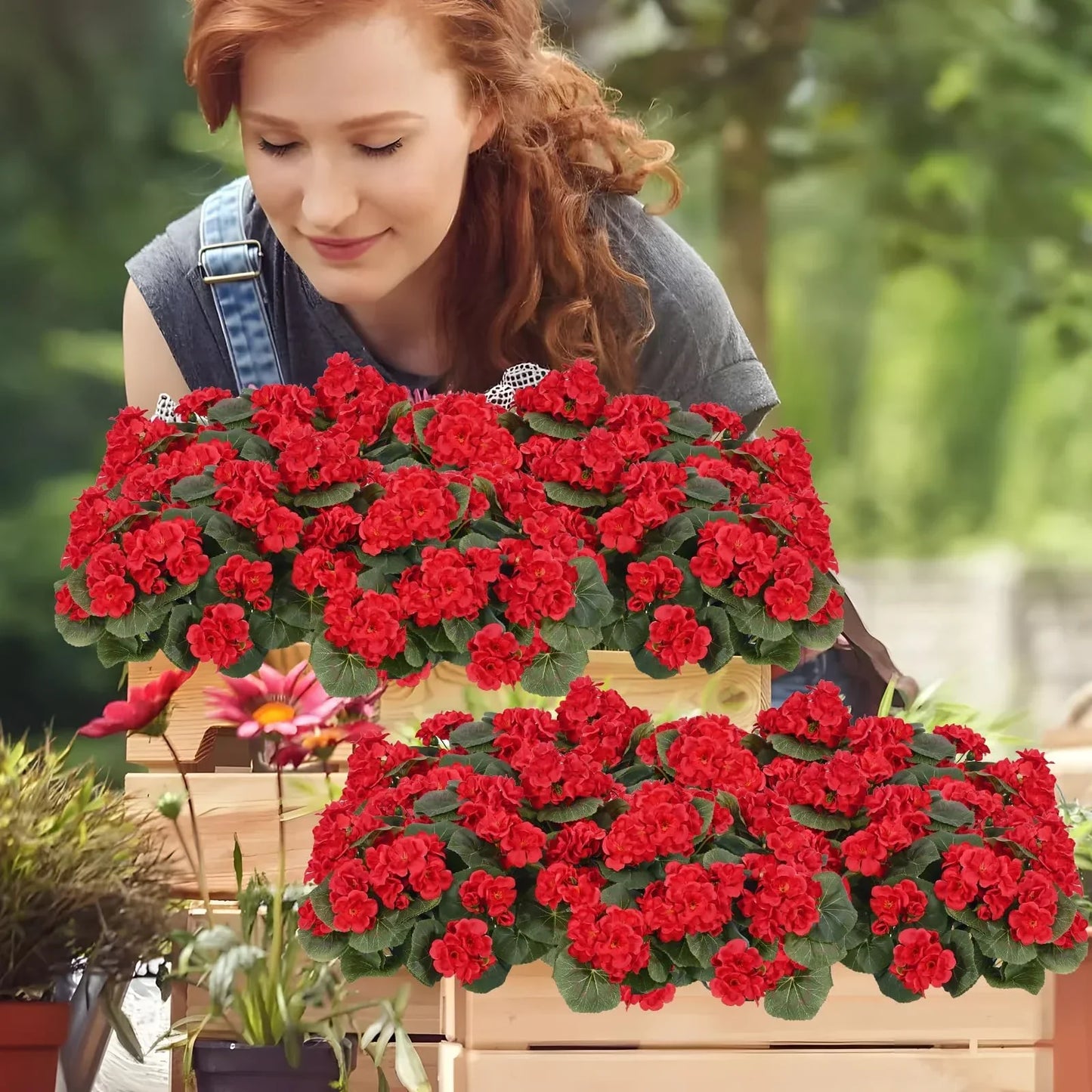 🌺8 Bundles UV Resistant Artificial Geraniums