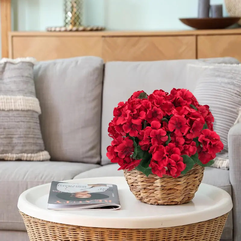 🌺8 Bundles UV Resistant Artificial Geraniums