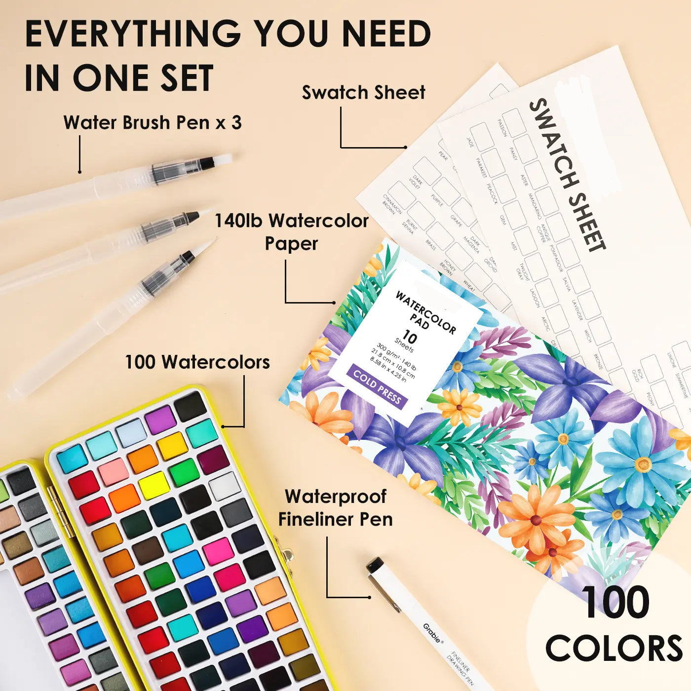 All-In-One Premium Watercolor Set, portable art, supplies, DealsForYouDays