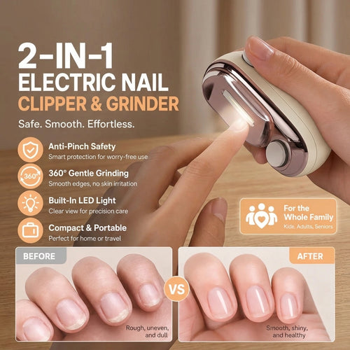 ✂️ LIMITED-TIME 50% OFF! 💅 2-in-1 Smart Electric Nail Clipper & Polisher 🌟