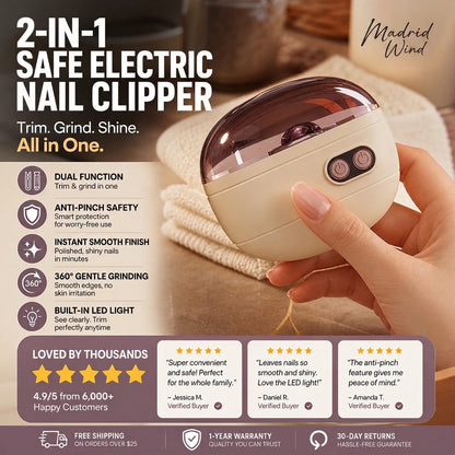 ✂️ LIMITED-TIME 50% OFF! 💅 2-in-1 Smart Electric Nail Clipper & Polisher 🌟