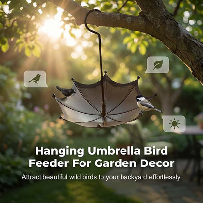 🐦 LIMITED-TIME 40% OFF! ✨ Hanging Umbrella Bird Feeder & Bath – Dual-Use, Rust-Resistant, Vintage Garden Decor ☂️